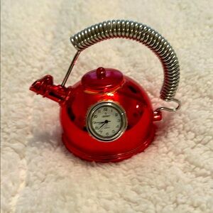 Source Unknown Red and Silver Decorative Teapot Accent